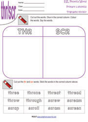 Tri R Worksheet Example Printable Tri-Graph Worksheets | Three Letter Blend Phonics for Kids